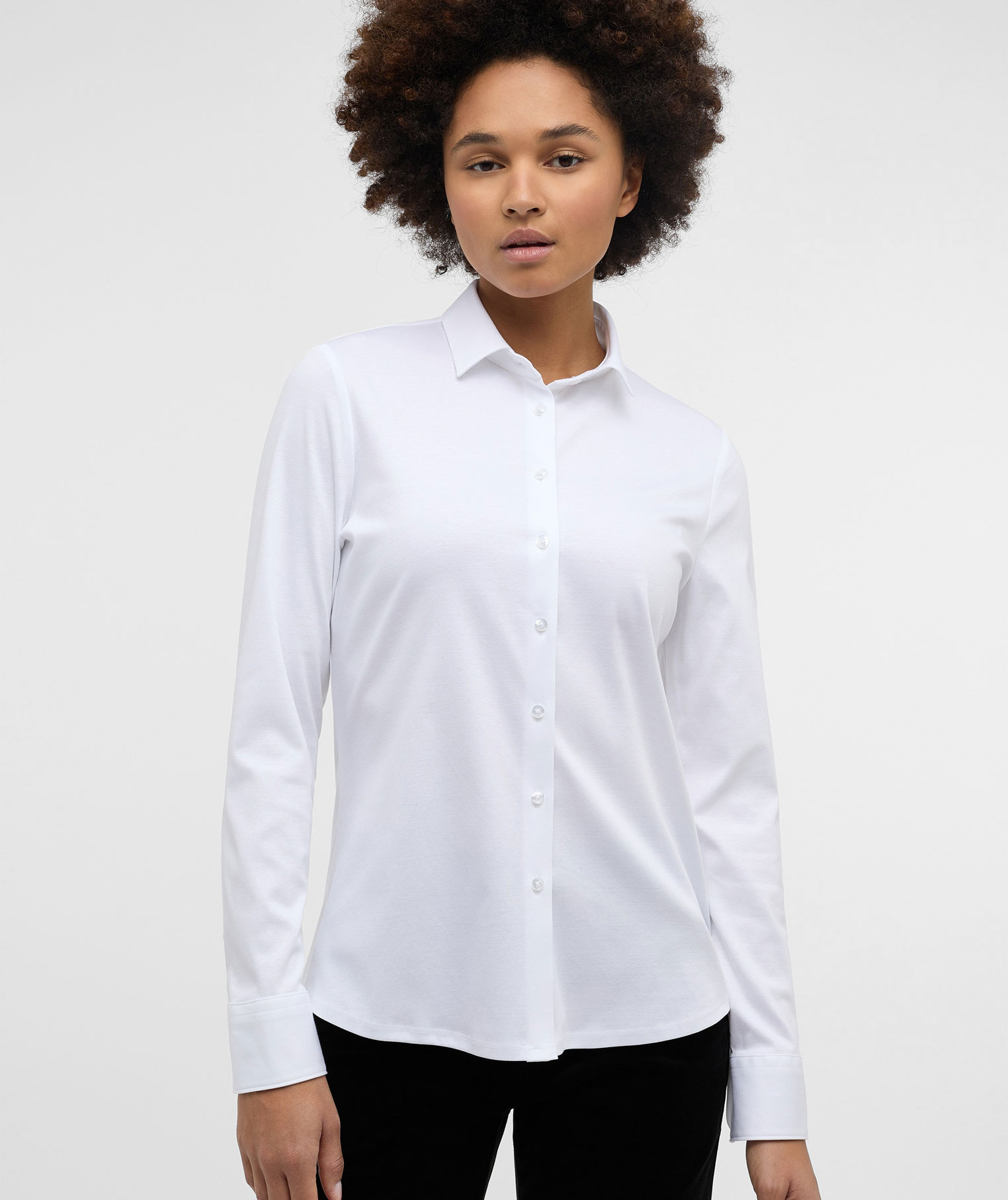 Eterna Jersey slim fit women's shirt, White