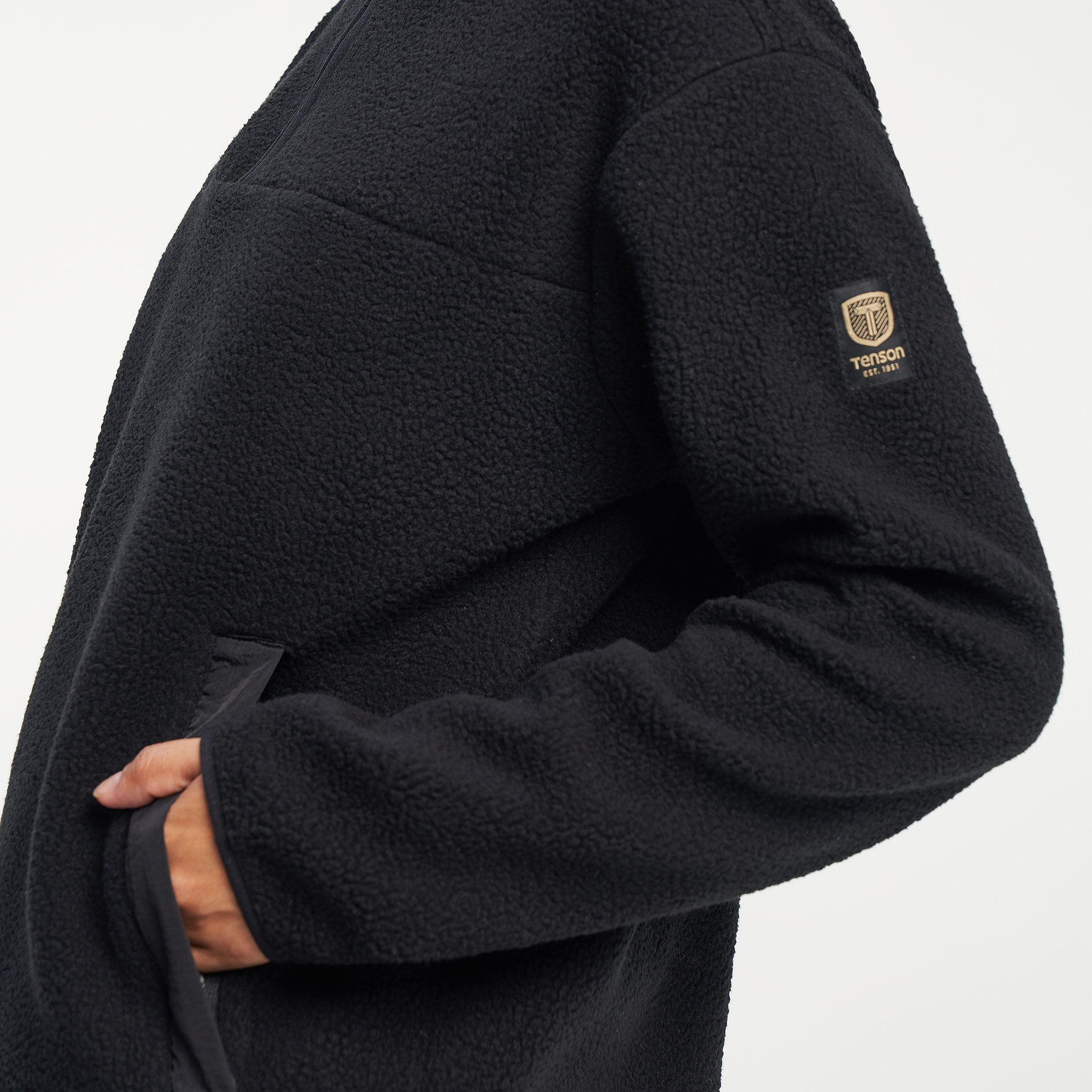 Tenson Yoke Damen Faserpelz Halfzip, Black, large image number 5