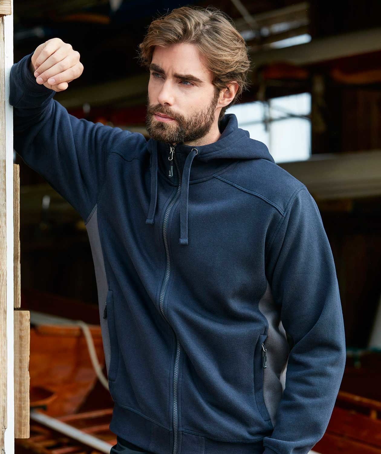 South West Franklin hoodie with full zipper, Navy/Grey, large image number 1