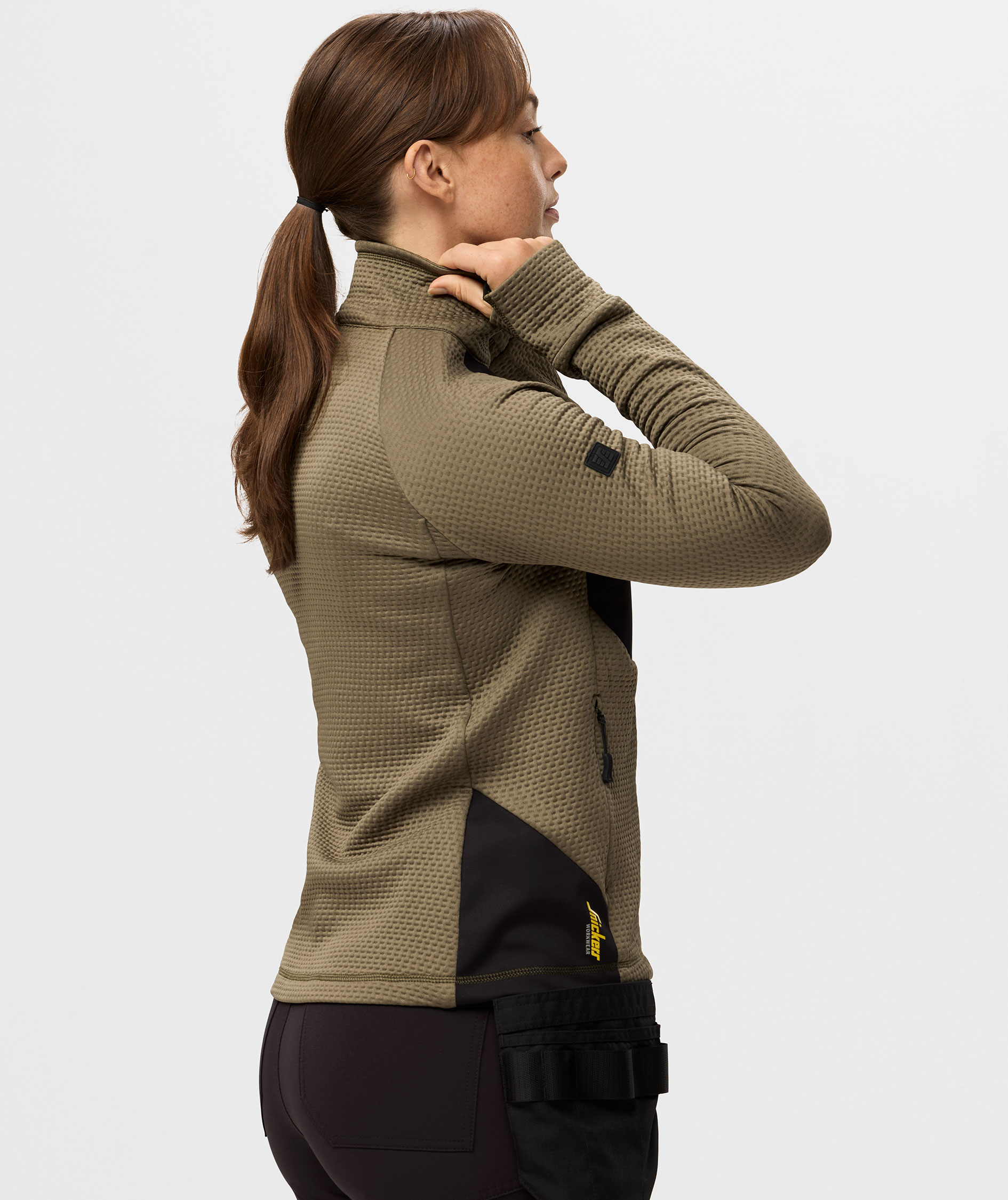 Snickers FlexiWork dame cardigan 8407, Khaki Green/Black, large image number 4