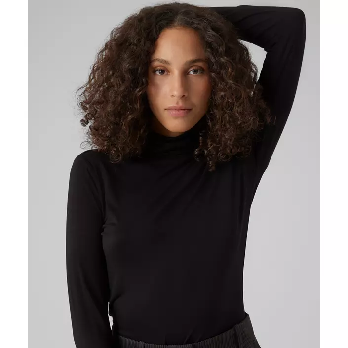Vero Moda VMALBERTE langærmet dame T-shirt med rullekrave, Black, large image number 3