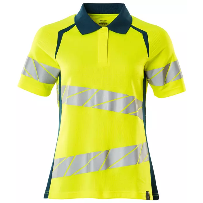 Mascot Accelerate Safe women's polo shirt, Hi-Vis Yellow/Dark Petroleum, large image number 0