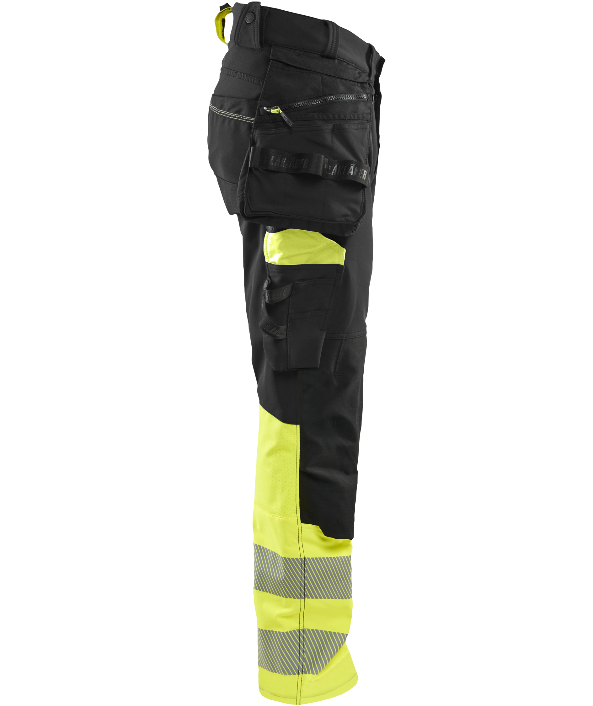Bl&aring;kl&auml;der hantverksbyxa full stretch, Svart/Varselgul, large image number 2