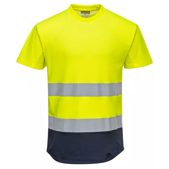 Portwest  T-shirt, Hi-Vis yellow/marine, large image number 0
