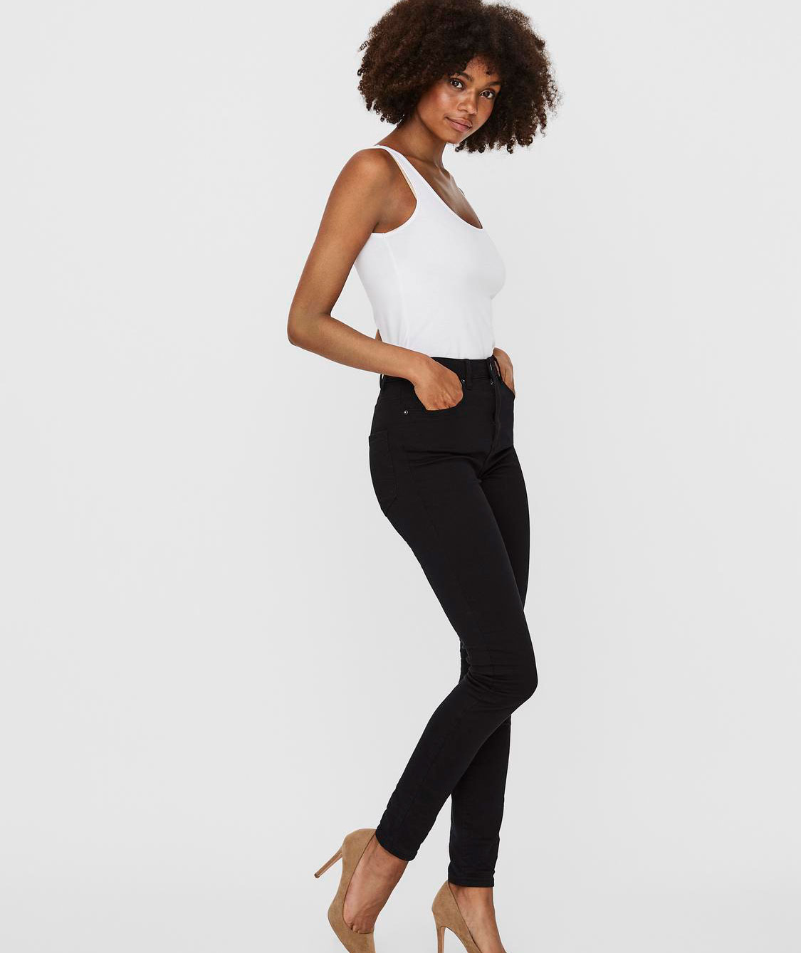 Vero Moda VMMAXI MY SOFT l&aring;ng linne dam, Bright White, large image number 4