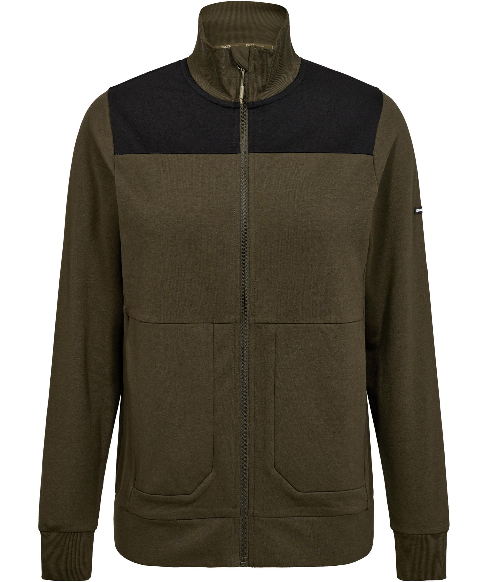 Engel Entire women's sweat cardigan, Forest Green/Black