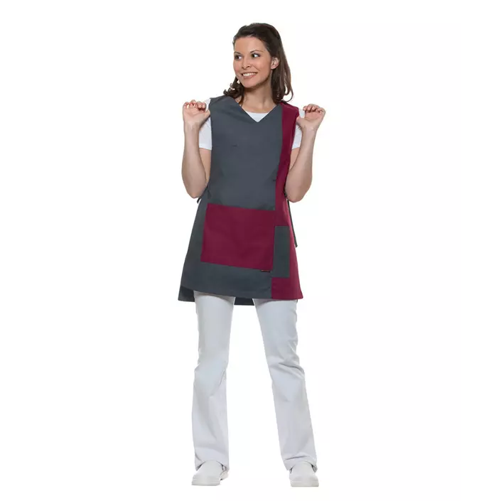 Karlowsky Marilies sandwich apron with pockets, Grey/Bordeaux, large image number 1