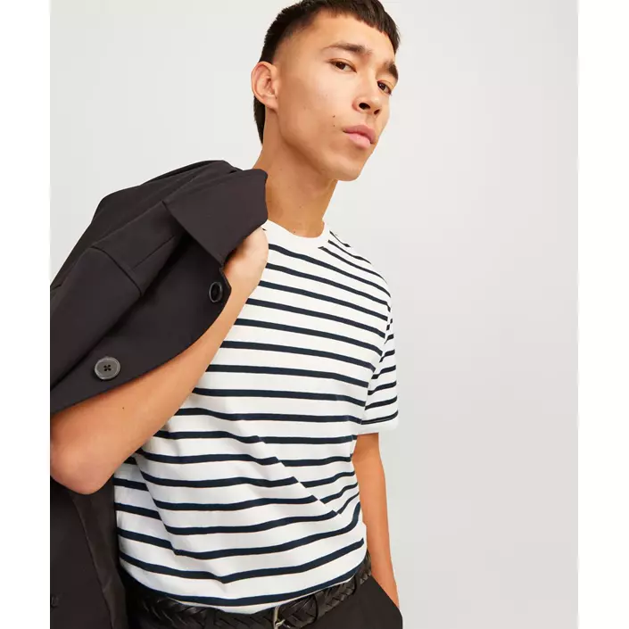 Jack & Jones JJEORGANIC Basic T-shirt, Cloud Dancer/Navy Blazer, large image number 5