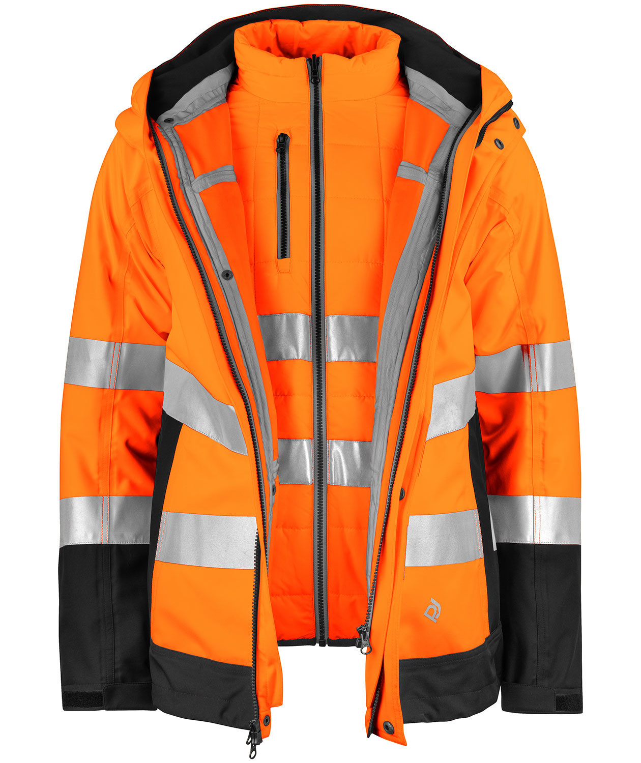 ProJob 3-in-1 work jacket, Hi-Vis Orange/Black, large image number 2