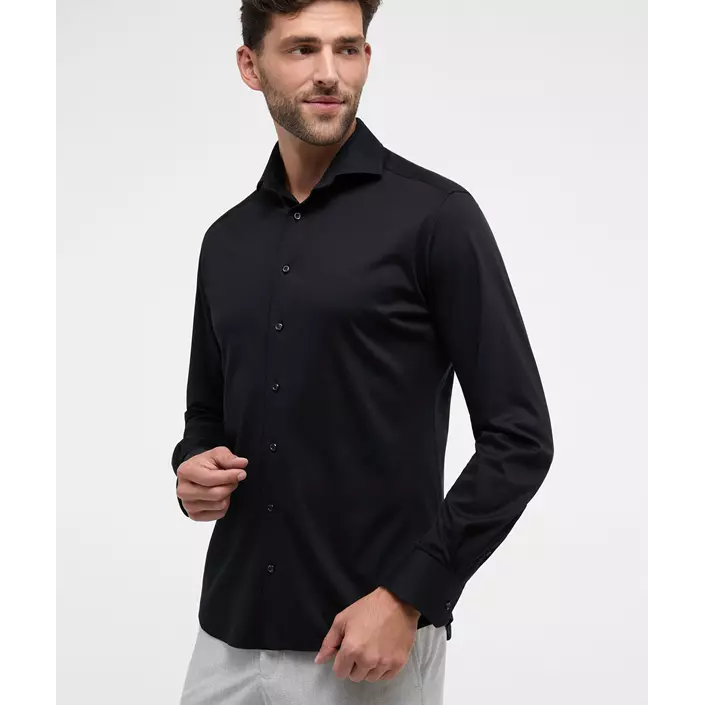 Eterna Soft Tailoring Jersey Modern fit skjorte, Black, large image number 1