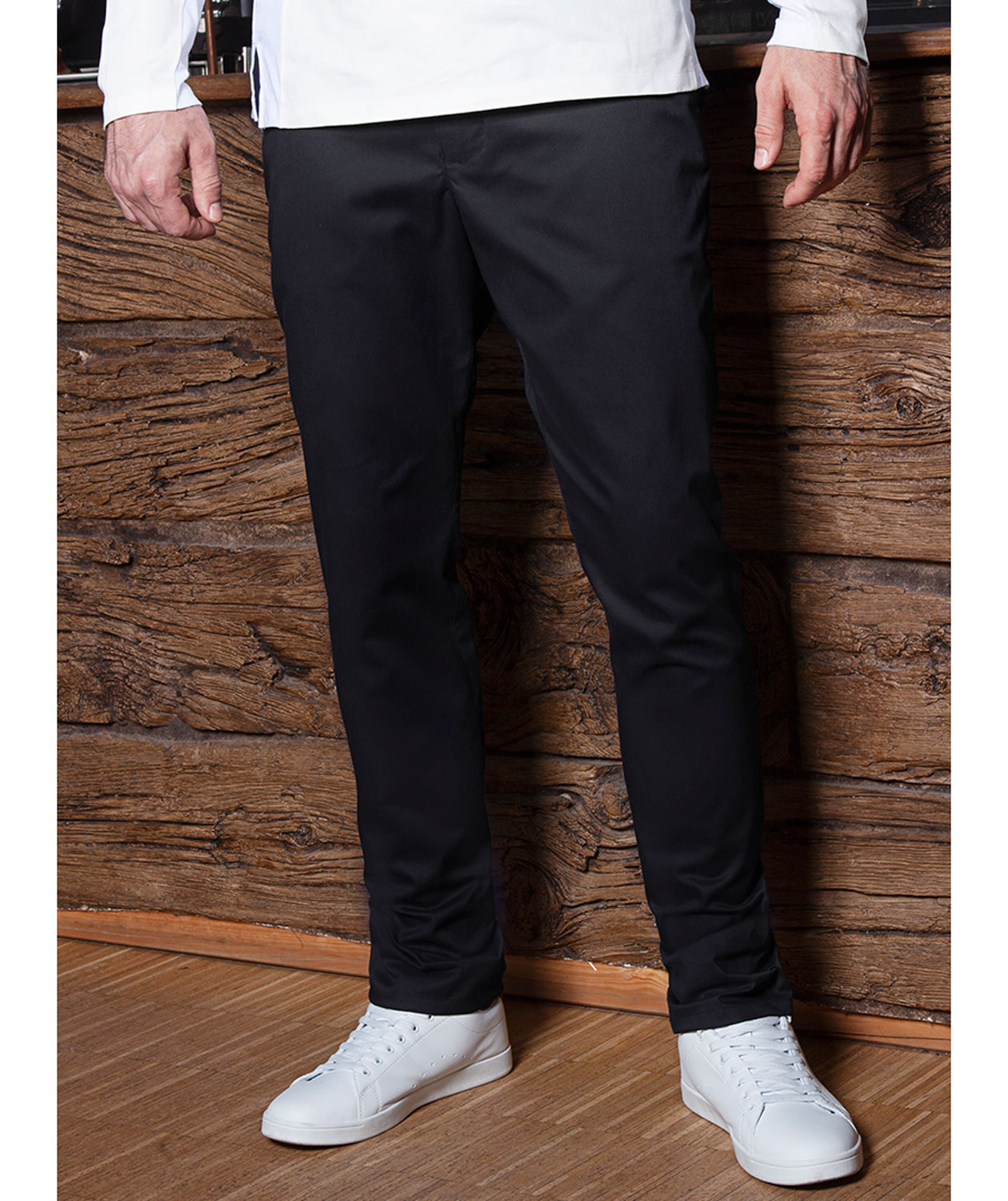 Karlowsky chino byxa med stretch, Svart