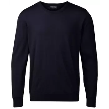 Clipper Milan stickad tröja med merinoull, Dark navy