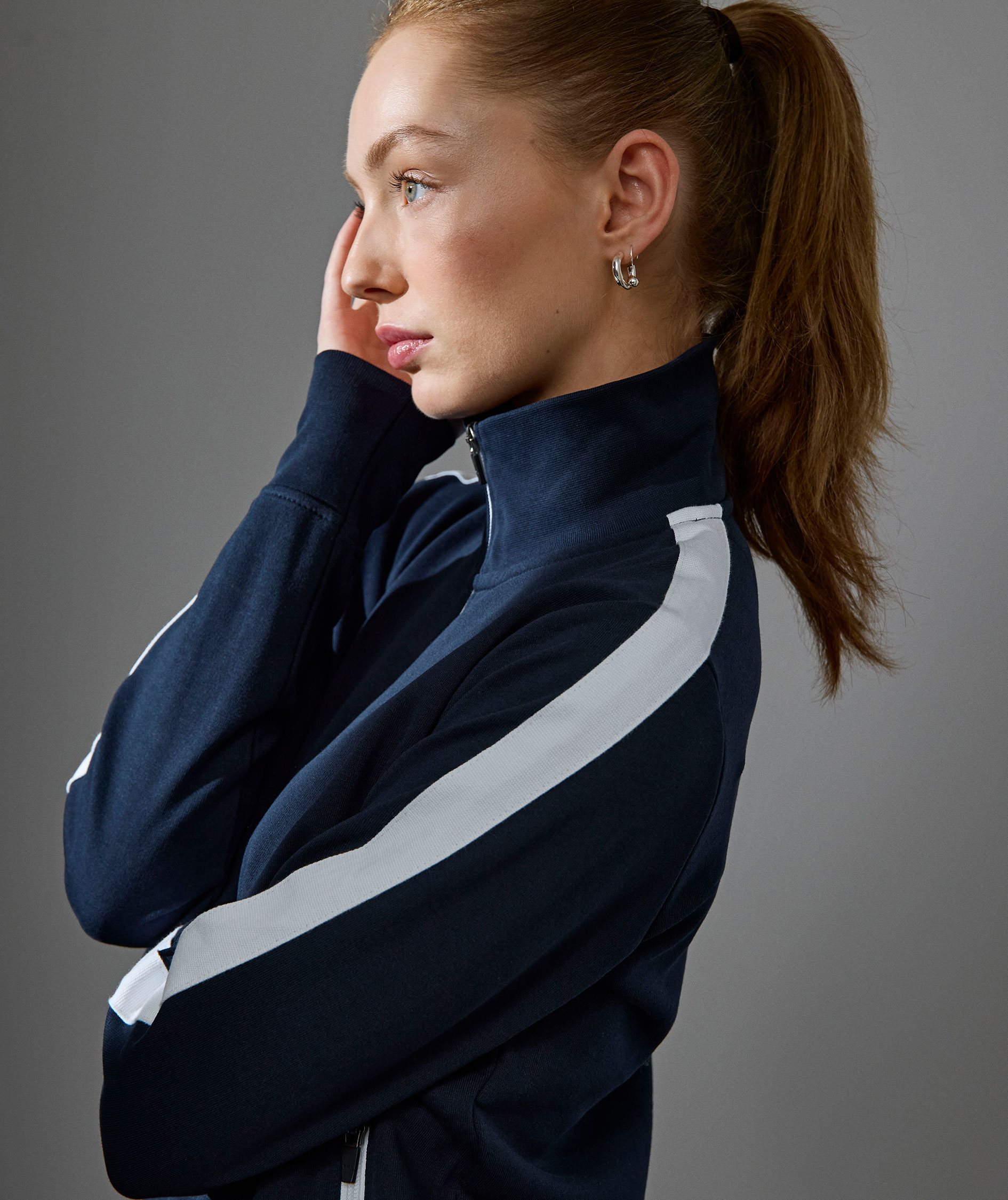 ID arbetstr&ouml;ja dam med dragkedja/cardigan, Marinbl&aring;