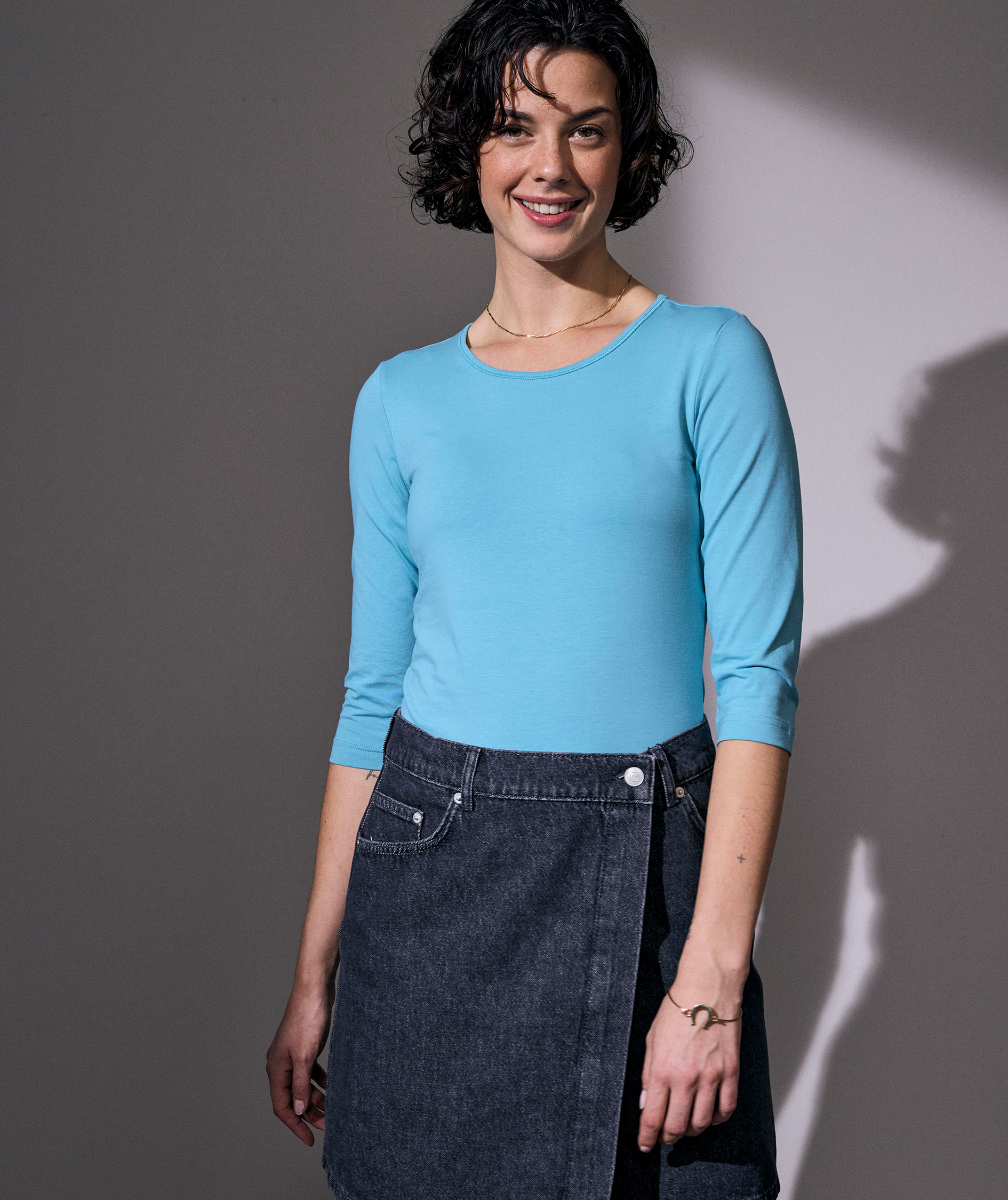 ID 3/4 sleeved women's stretch T-shirt, Dusty Aqua, large image number 7