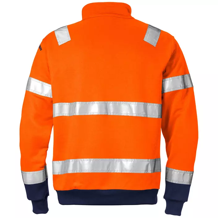Fristads sweatshirt 728, Varsel Orange/Marinblå, large image number 1
