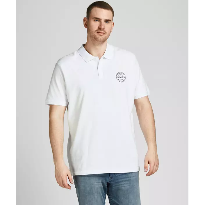 Jack & Jones JJESHARK Plus Size Polo T-shirt, White Navy Blazer, large image number 5