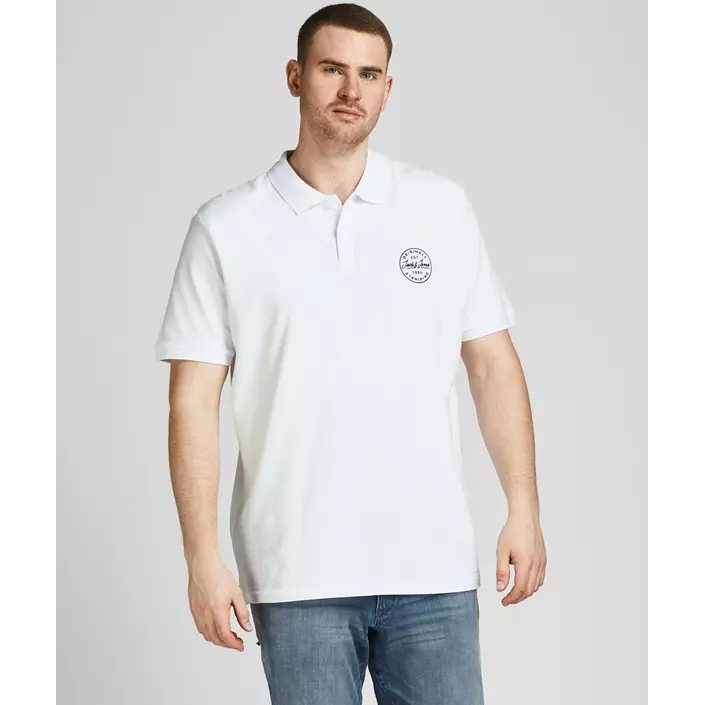 Jack & Jones JJESHARK Plus Size Polo T-Shirt, White Navy Blazer, large image number 5