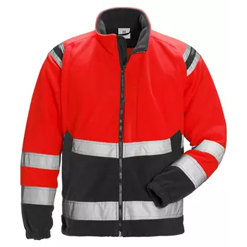 Fristads fleece jacket 4041, Hi-vis Red/Black