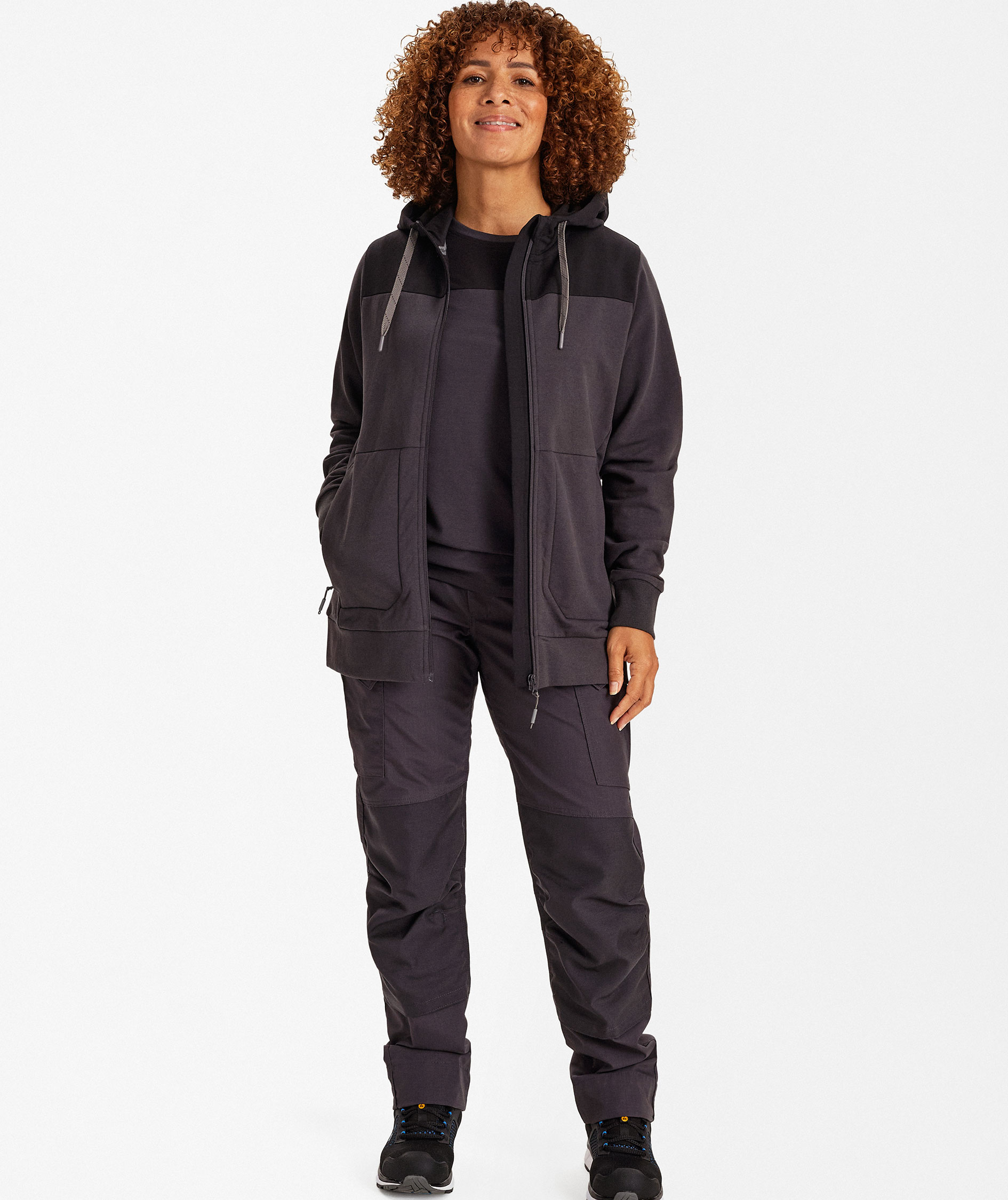 Engel Entire women's hoodie with zipper, Anthracite Grey/Black, large image number 2