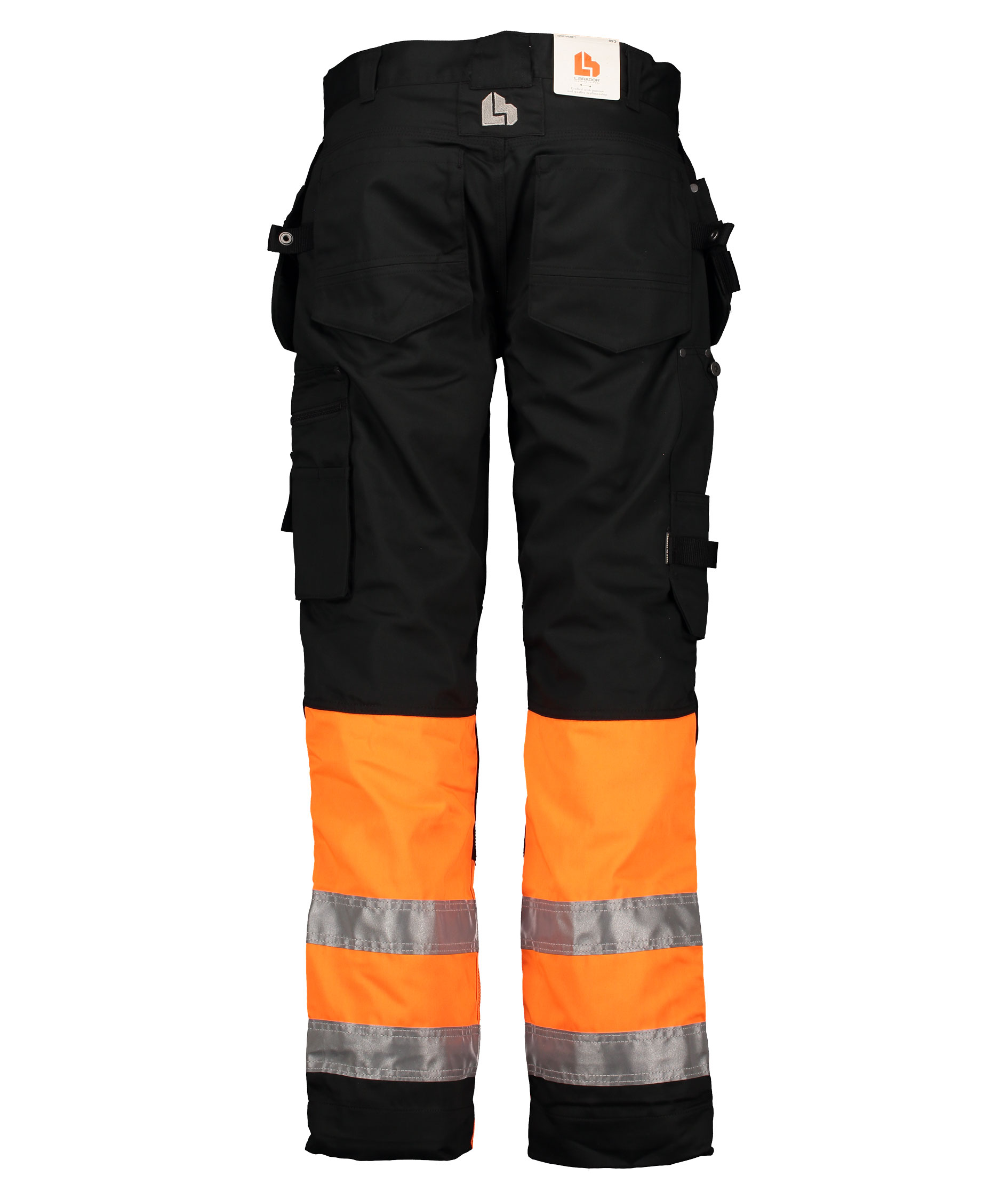 L.Brador craftsman trousers 128PB, Black/Hi-vis Orange, large image number 1