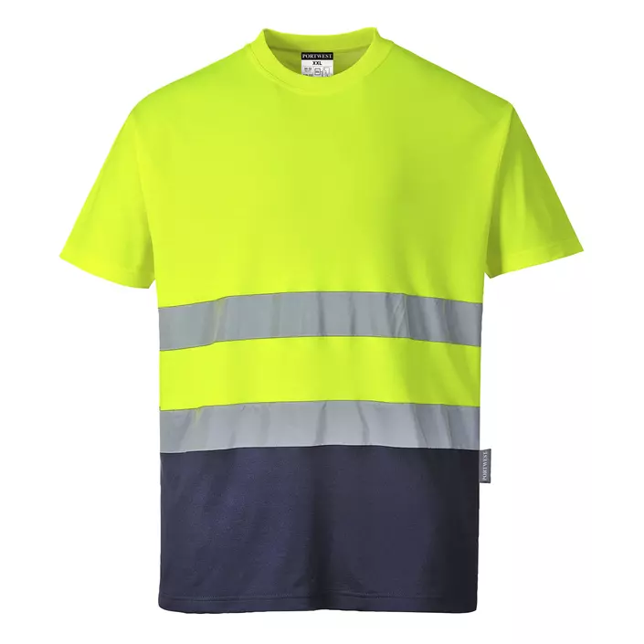 Portwest T-shirt, Hi-Vis yellow/marine, large image number 0