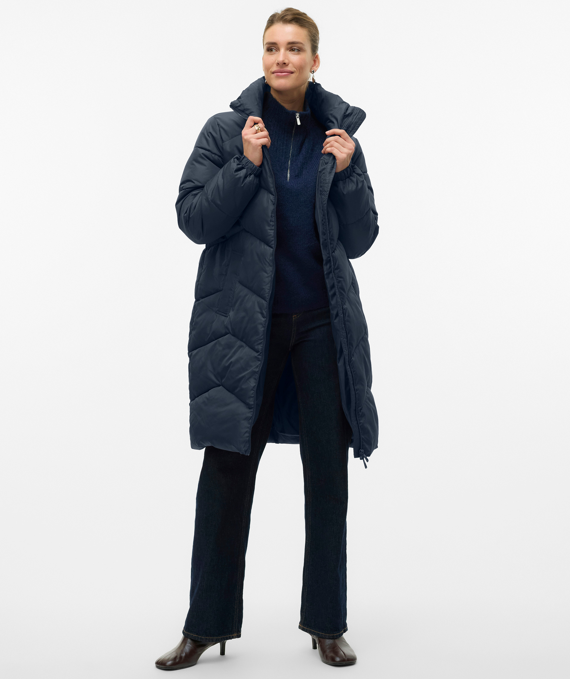 Vero Moda VMLIGARIO women's long quilted jacket, Navy Blazer, large image number 5