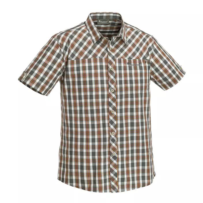 Pinewood Cliff modern fit kortærmet skjorte, Grøn/Orange, large image number 0