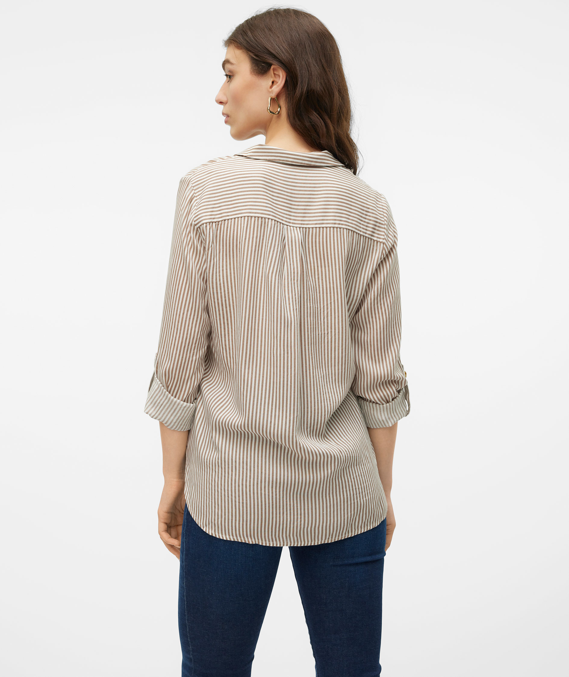 Vero Moda VMBUMPY women's shirt, Brown Lentil Stripe, large image number 2