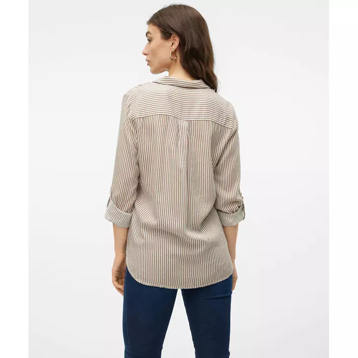 Vero Moda VMBUMPY skjorta dam, Brown Lentil Stripe, large image number 2