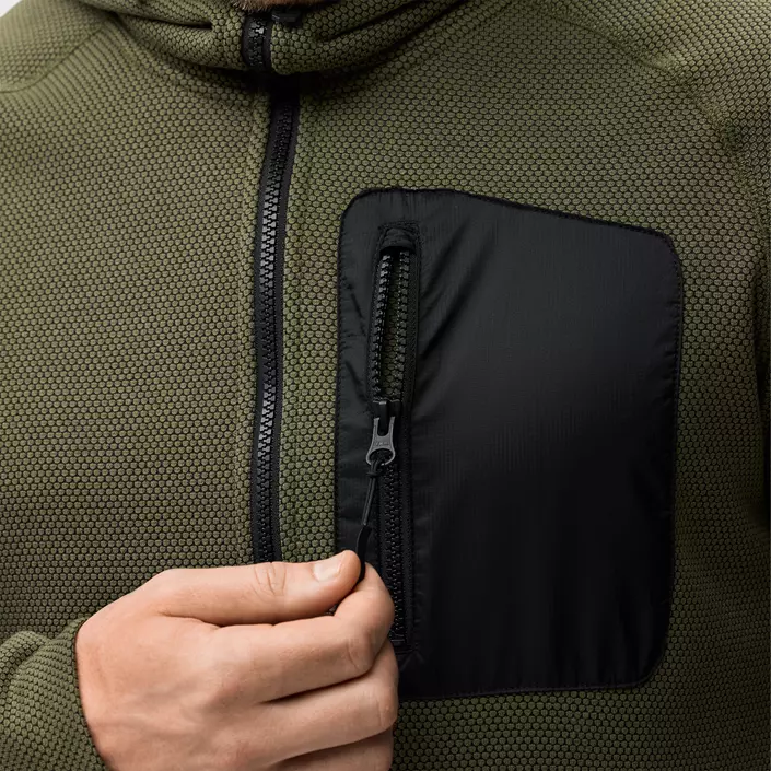 Snickers FlexiWork Fleece Kapuzensweatshirt 8041, Khaki Green/Black, large image number 6