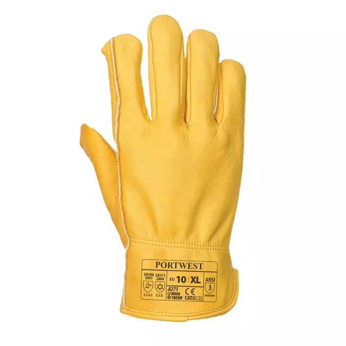 Portwest lined driver work gloves, Yellow, large image number 1