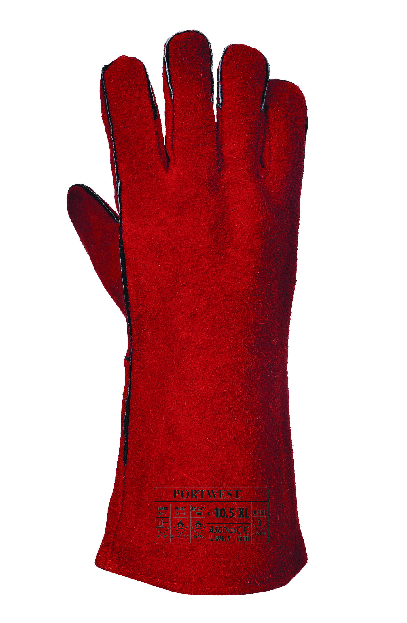 Portwest A500 welding gloves, Red, large image number 2