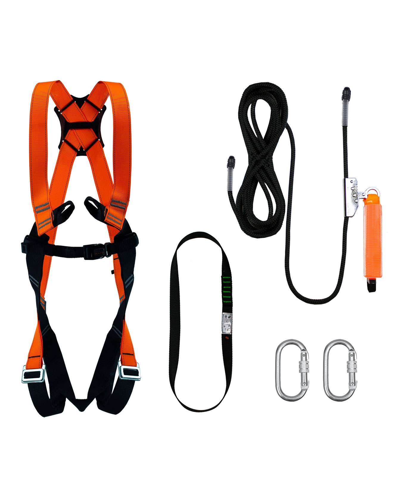 OS FallSafe BASIC 1 fall protection kit with 10m rope, Black/Orange, Black/Orange, large image number 0