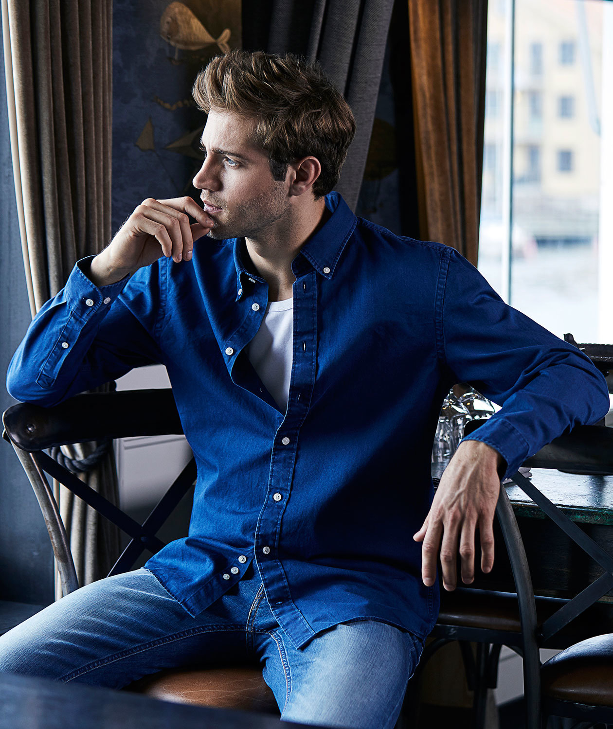 Tee Jays Casual Twill shirt, Indigo