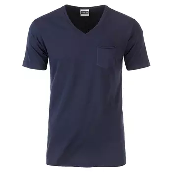 James & Nicholson T-shirt with chestpocket, Navy