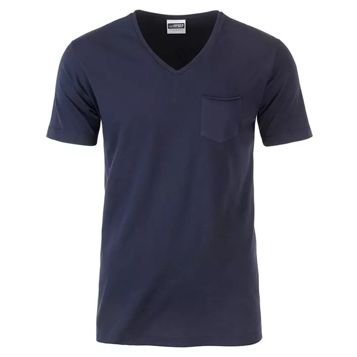 James & Nicholson T-shirt with chestpocket, Navy, large image number 0