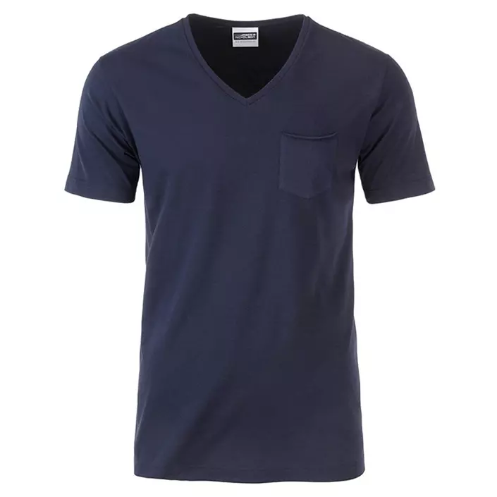 James & Nicholson T-shirt med brystlomme, Navy, large image number 0