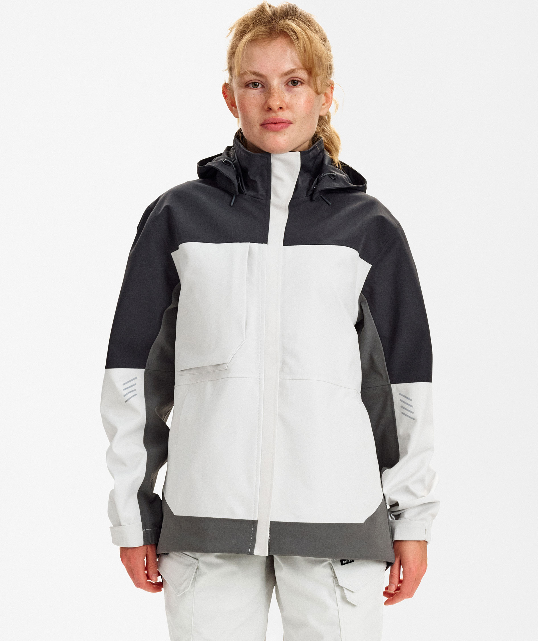 Engel Entire women's shell jacket, Bone White/Anthracite Grey