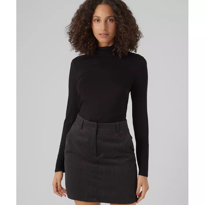 Vero Moda VMALBERTE langærmet dame T-shirt med rullekrave, Black, large image number 1