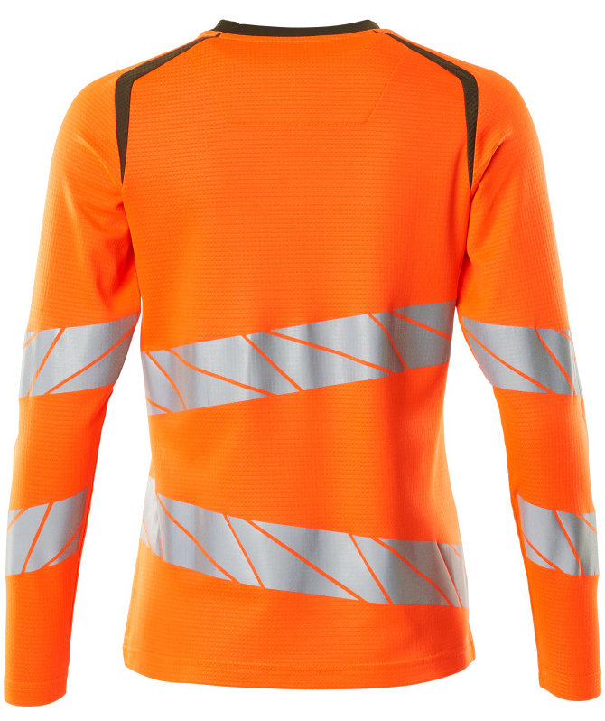 Mascot Accelerate Safe Damen lang&auml;rmliges T-Shirt, Hi-Vis Orange/Moosgr&uuml;n