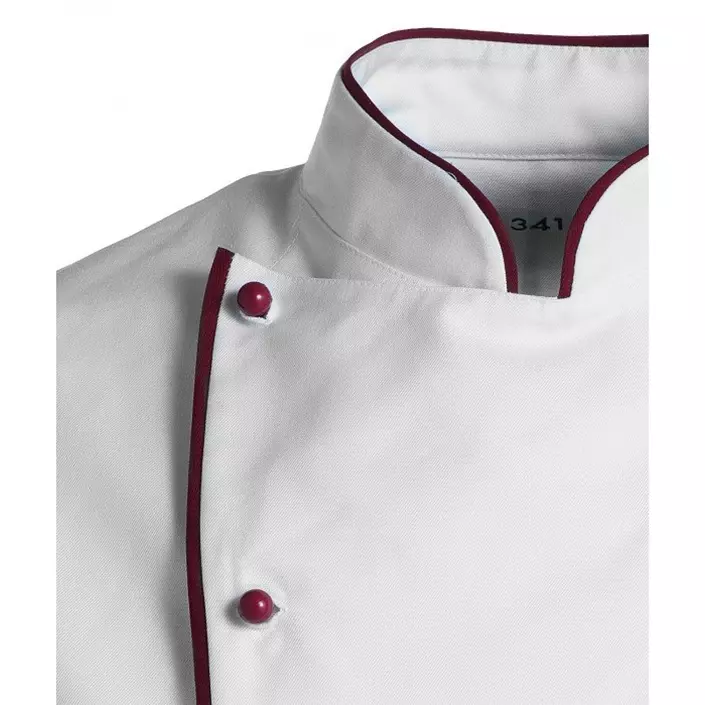 Kentaur chefs jacket without buttons with piping, White - Bordeaux Piping, large image number 1