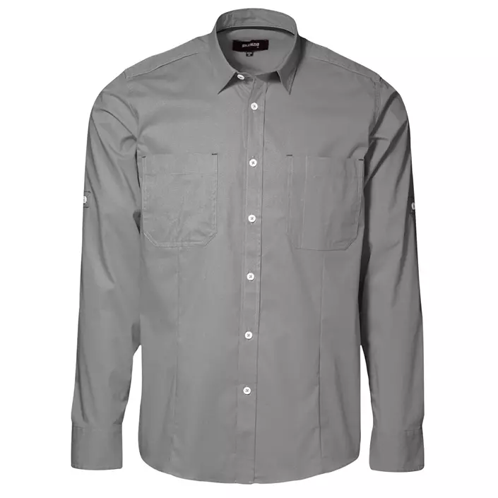 ID Slim fit work shirt/café shirt with stretch, Grey, large image number 0