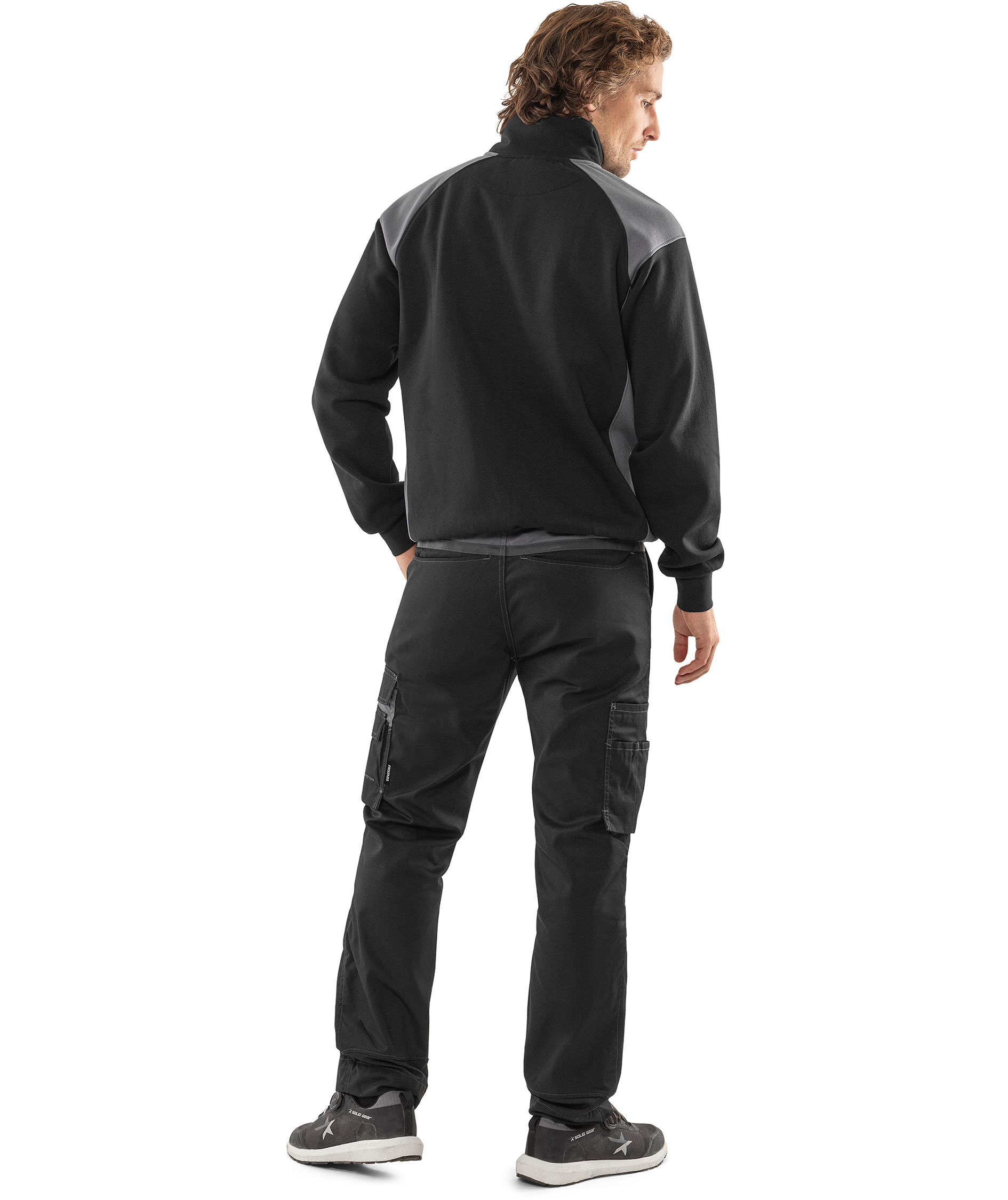 Fristads half zip Sweatshirt 7048 GSM, Schwarz/Grau, large image number 3