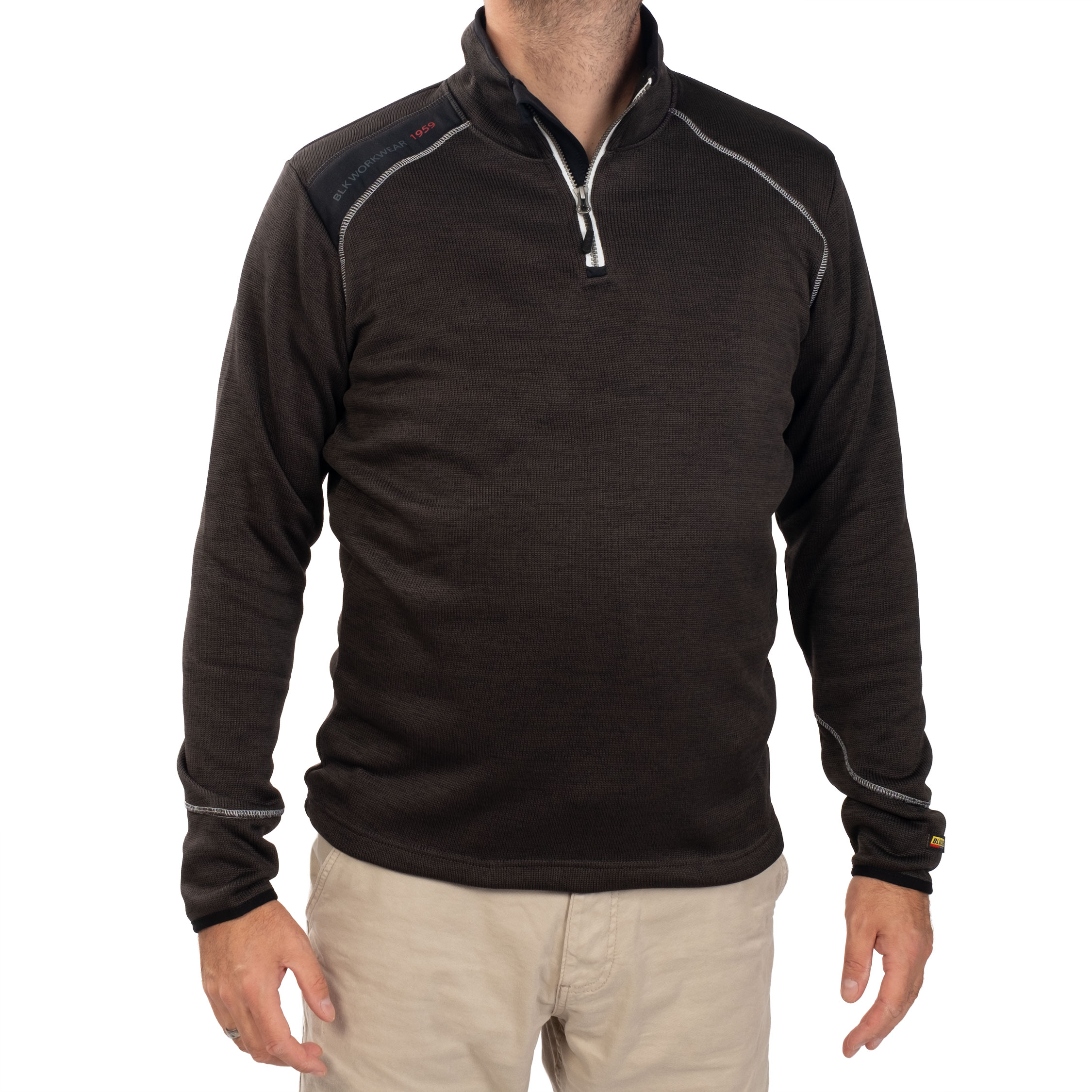 Bl&aring;kl&auml;der knitted sweatshirt half zip, Antracit Grey/White