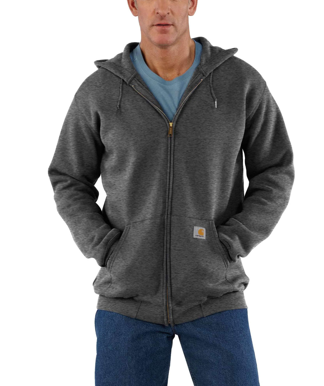 Carhartt Marquette Kapuzensweatshirt mit Rei&szlig;verschluss, Carbon Heather