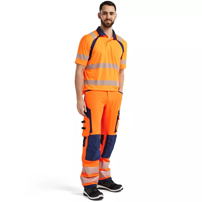 Blåkläder polo T-skjorte, Hi-Vis Orange/Marine, large image number 1