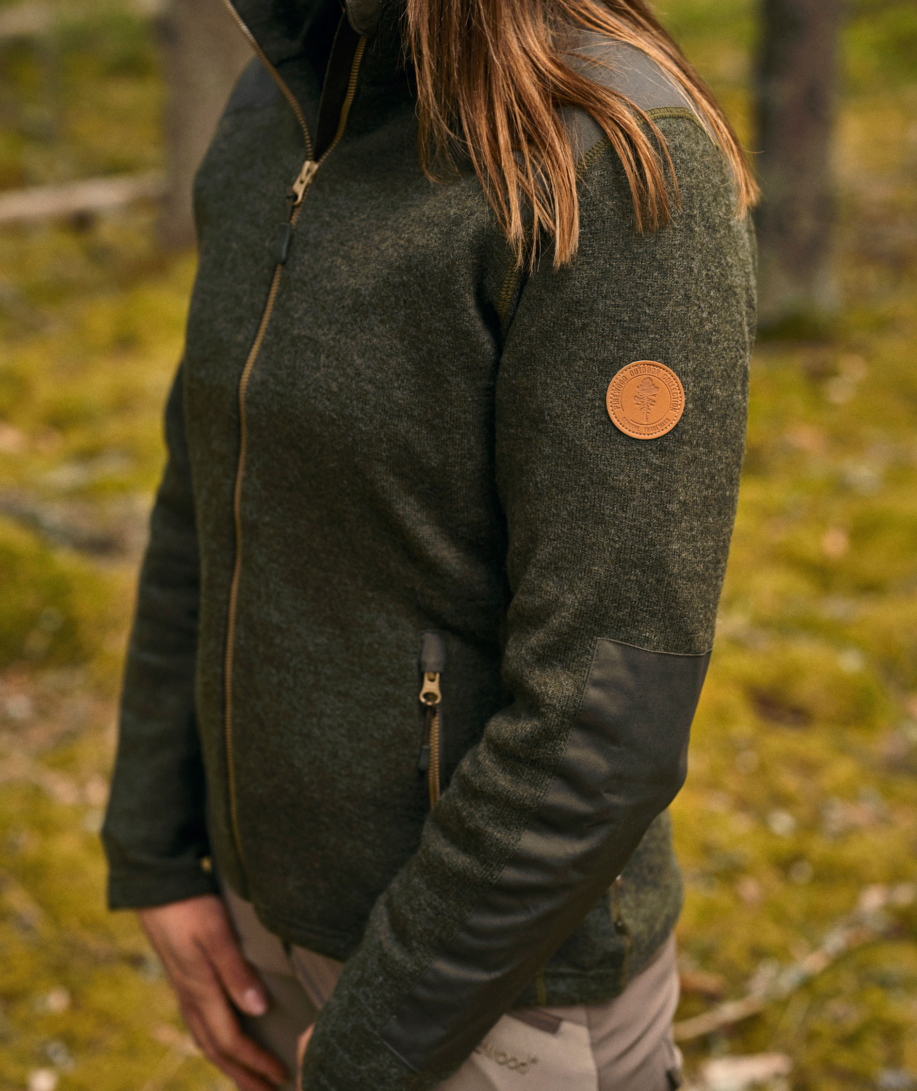 Pinewood&nbsp;Lappland filtet dame uld cardigan, Green Melange, large image number 4