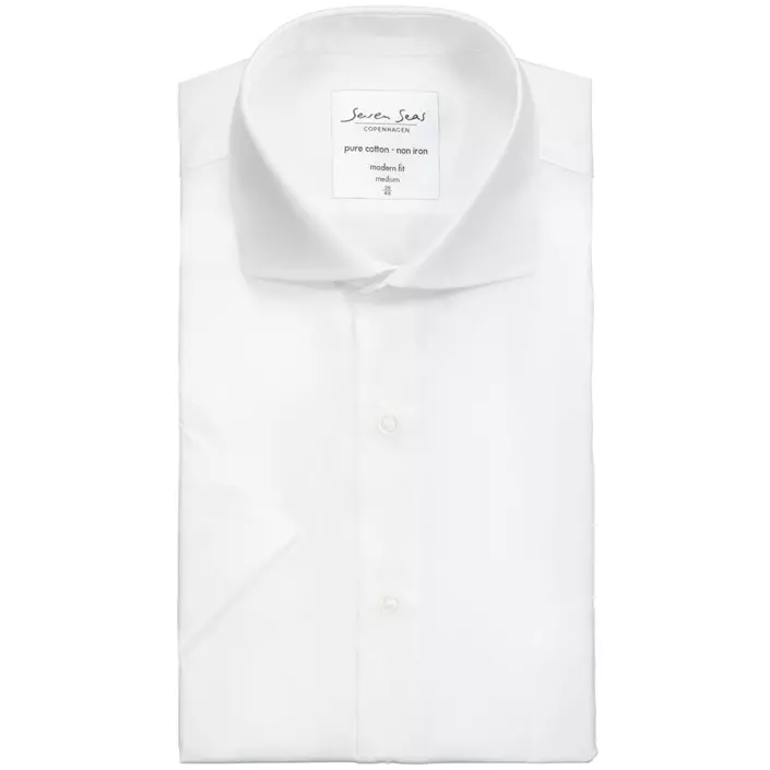 Seven Seas modern fit Poplin kortermet skjorte, Hvit, large image number 4