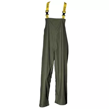 Elka Dry Zone PU rain bib and brace trousers, Olive Green