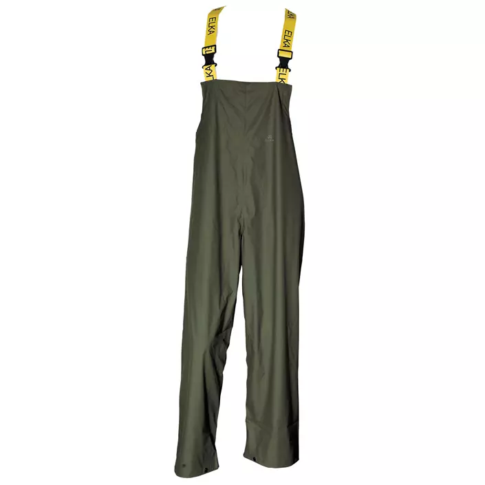 Elka Dry Zone PU rain bib and brace trousers, Olive Green, large image number 0